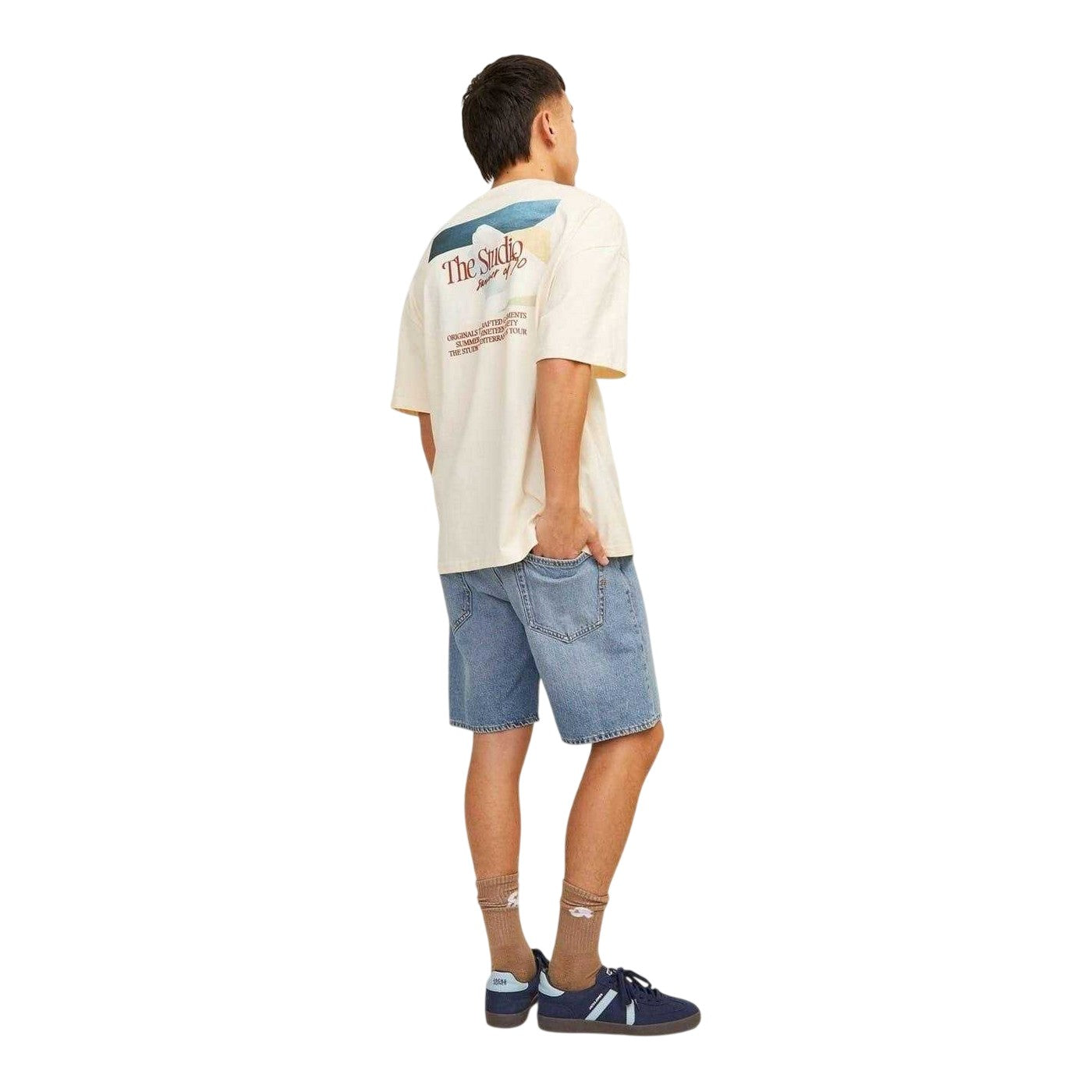 Blue Denim - Back - Jack And Jones Mens Denim Jean Shorts