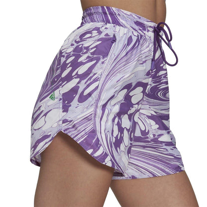 White Marble - Side - Adidas Womens-Ladies Stella McCartney Running Shorts