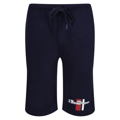Navy - Front - Ben Sherman Mens Logo Relaxed Fit Sweat Shorts