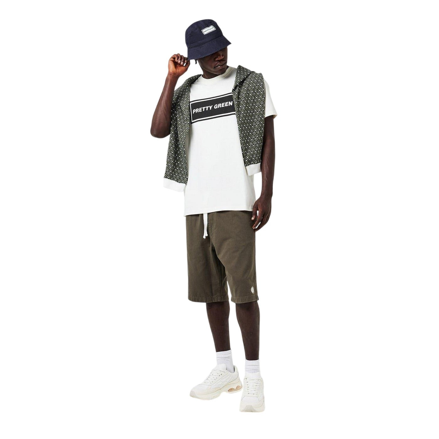 Navy - Front - Pretty Green Embroidered Logo Polyester Bucket Hat