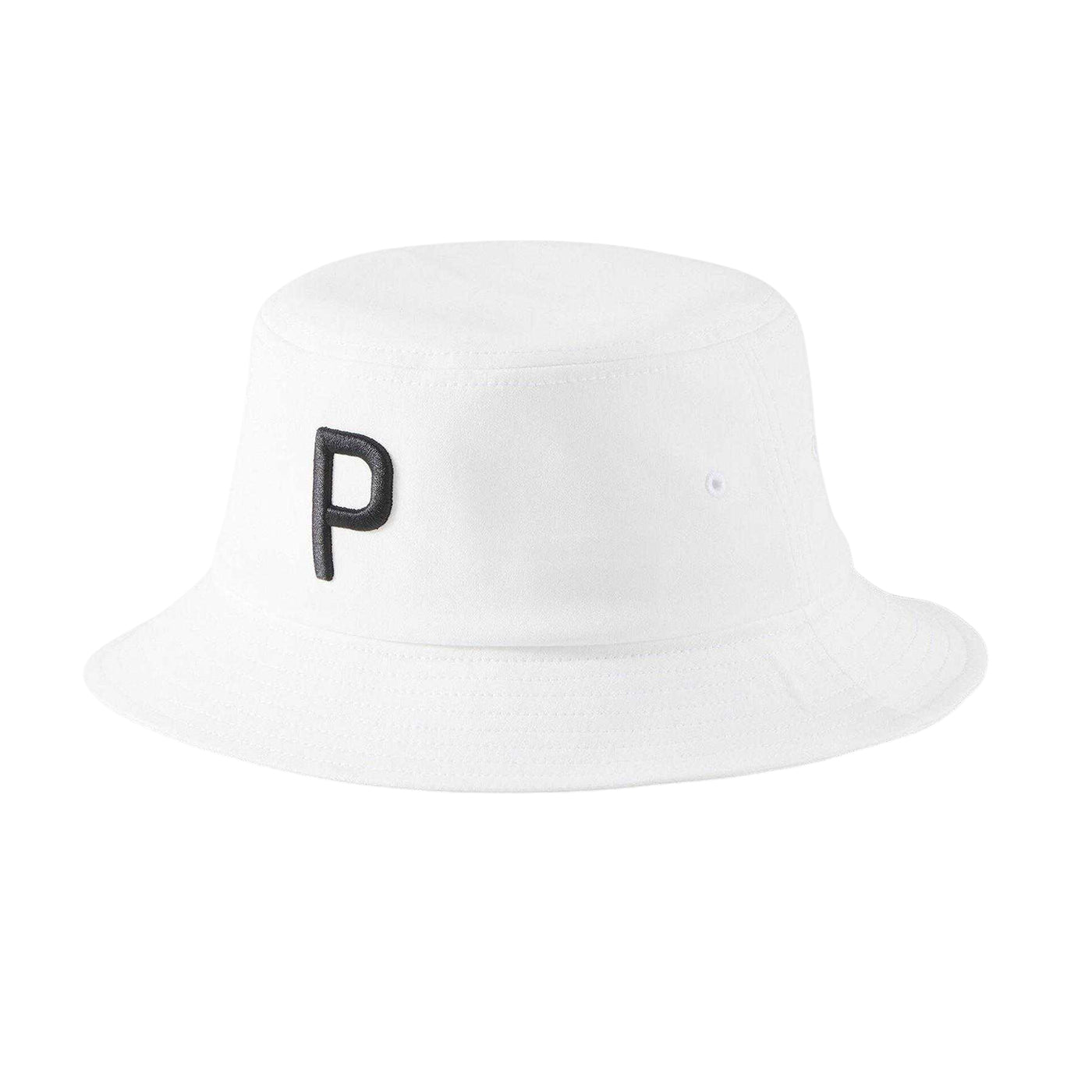 Bright White - Side - Puma P Embroidered Logo Golf Bucket Hat