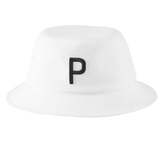 Bright White - Front - Puma P Embroidered Logo Golf Bucket Hat