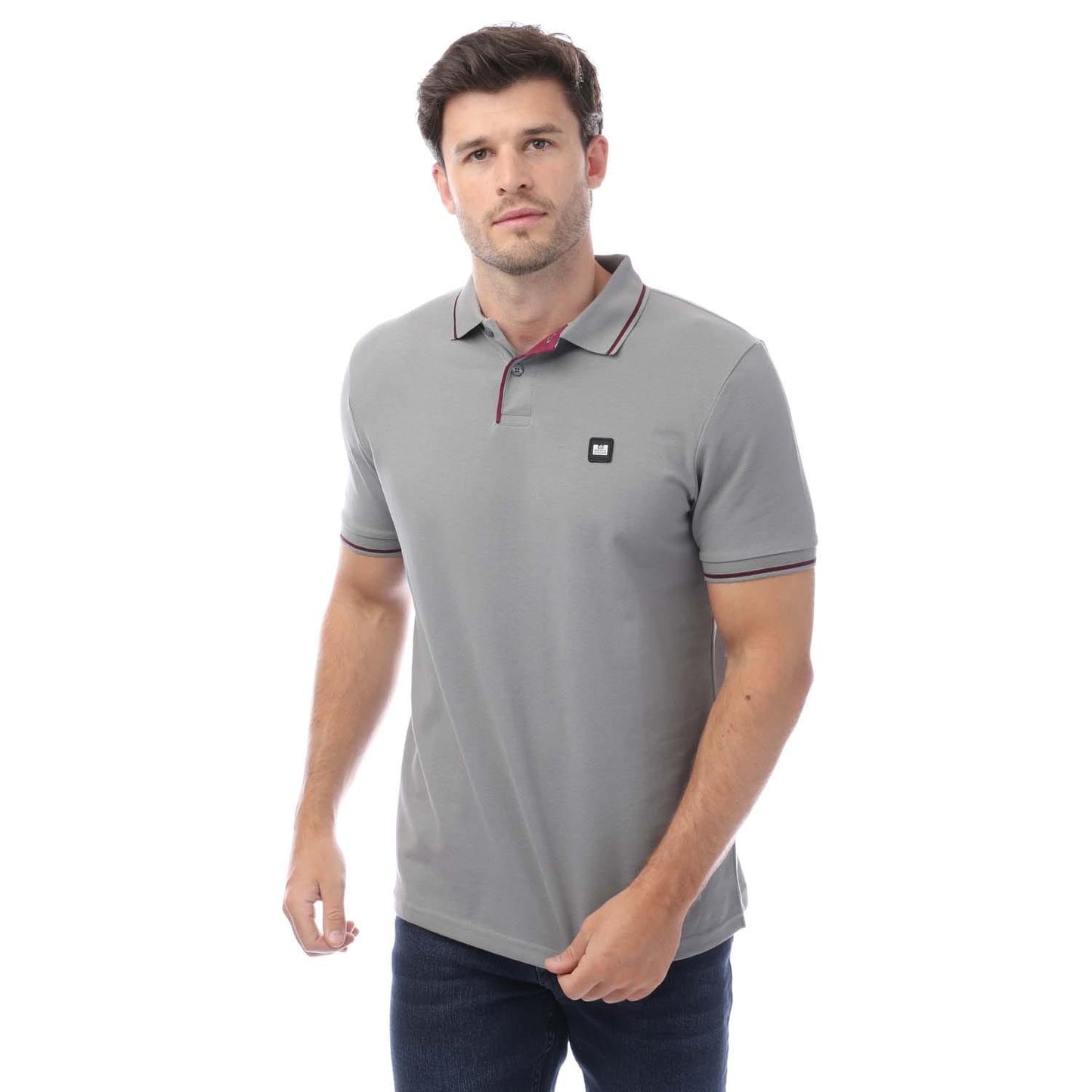 Grey - Front - Weekend Offender Mens Spello Piped Polo Shirt