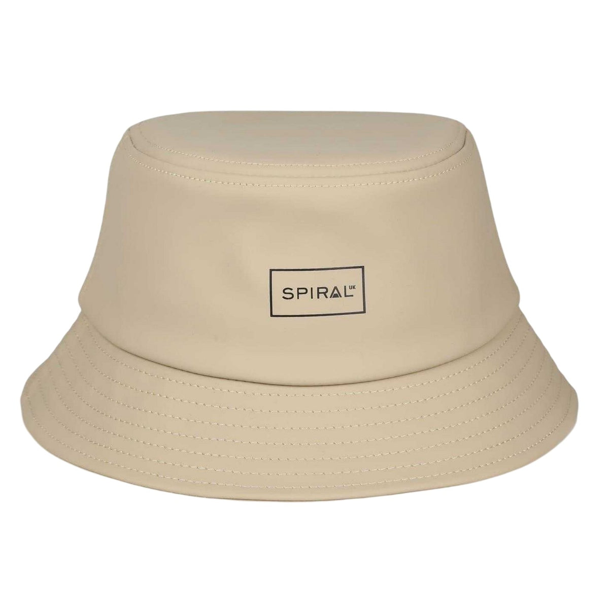 Stone - Front - Spiral Womens-Ladies Plain Ribbed Bucket Hat