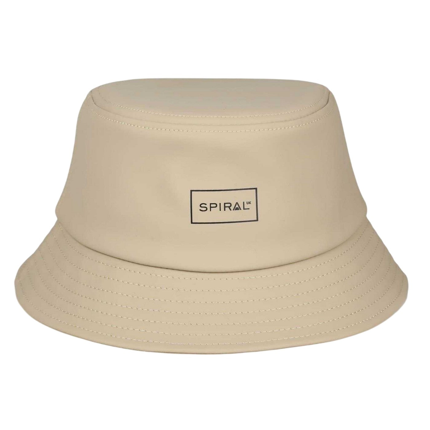 Stone - Front - Spiral Womens-Ladies Plain Ribbed Bucket Hat