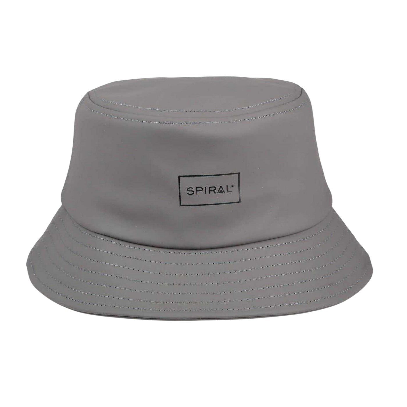 Grey - Front - Spiral Womens-Ladies Plain Ribbed Bucket Hat