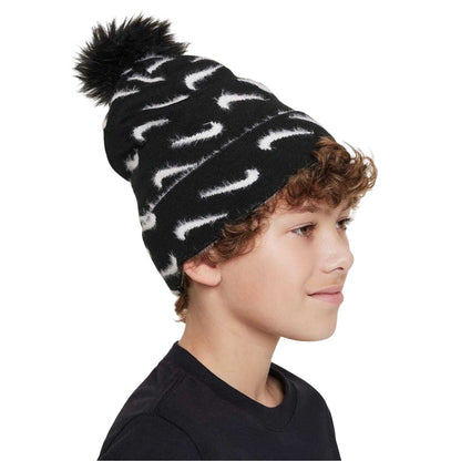 Black-White Melange - Lifestyle - Nike Childrens-Kids Pom Pom Beanie