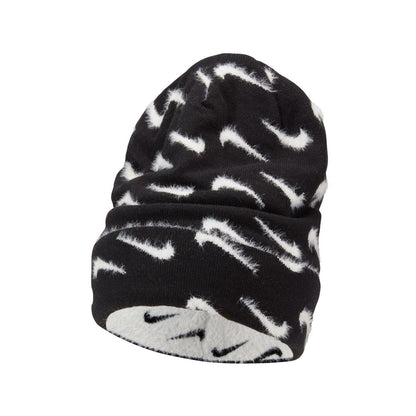Black-White Melange - Front - Nike Childrens-Kids Pom Pom Beanie