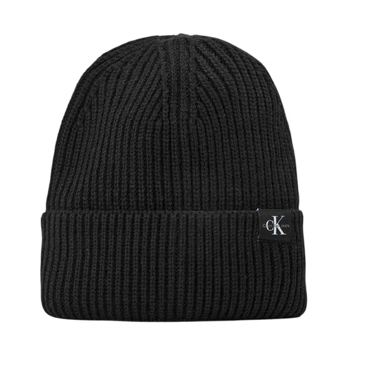 Black - Front - Calvin Klein Childrens-Kids Jeans Monogram Ribbed Comfort Beanie