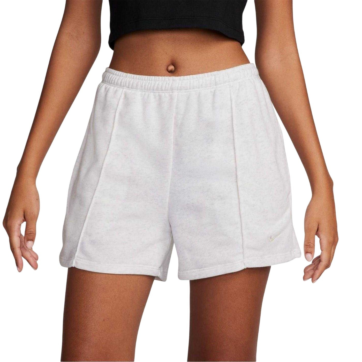 Grey Marl - Front - Nike Womens-Ladies Fleece Elasticated Waist Relaxed Fit Sweat Shorts