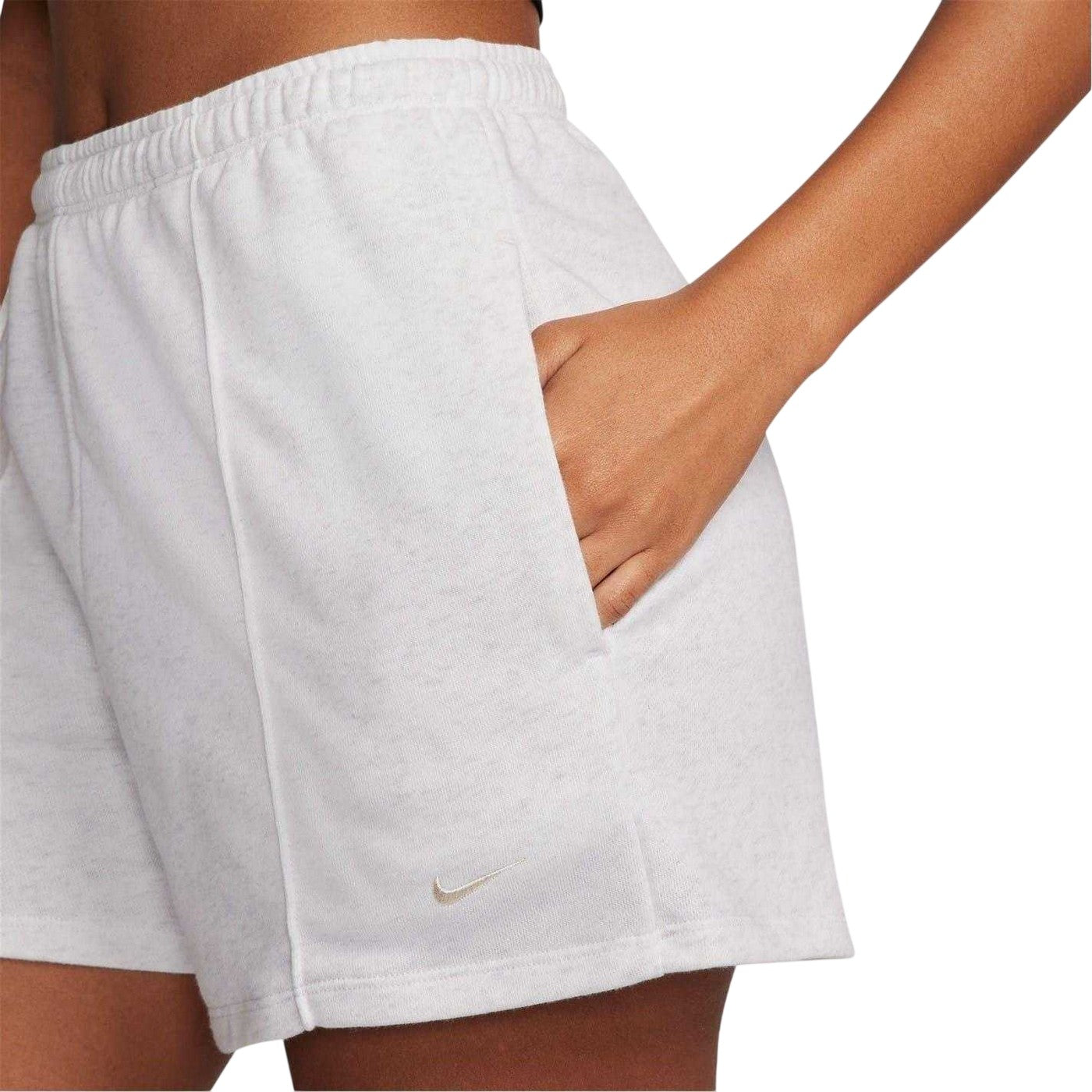 Grey Marl - Lifestyle - Nike Womens-Ladies Fleece Elasticated Waist Relaxed Fit Sweat Shorts