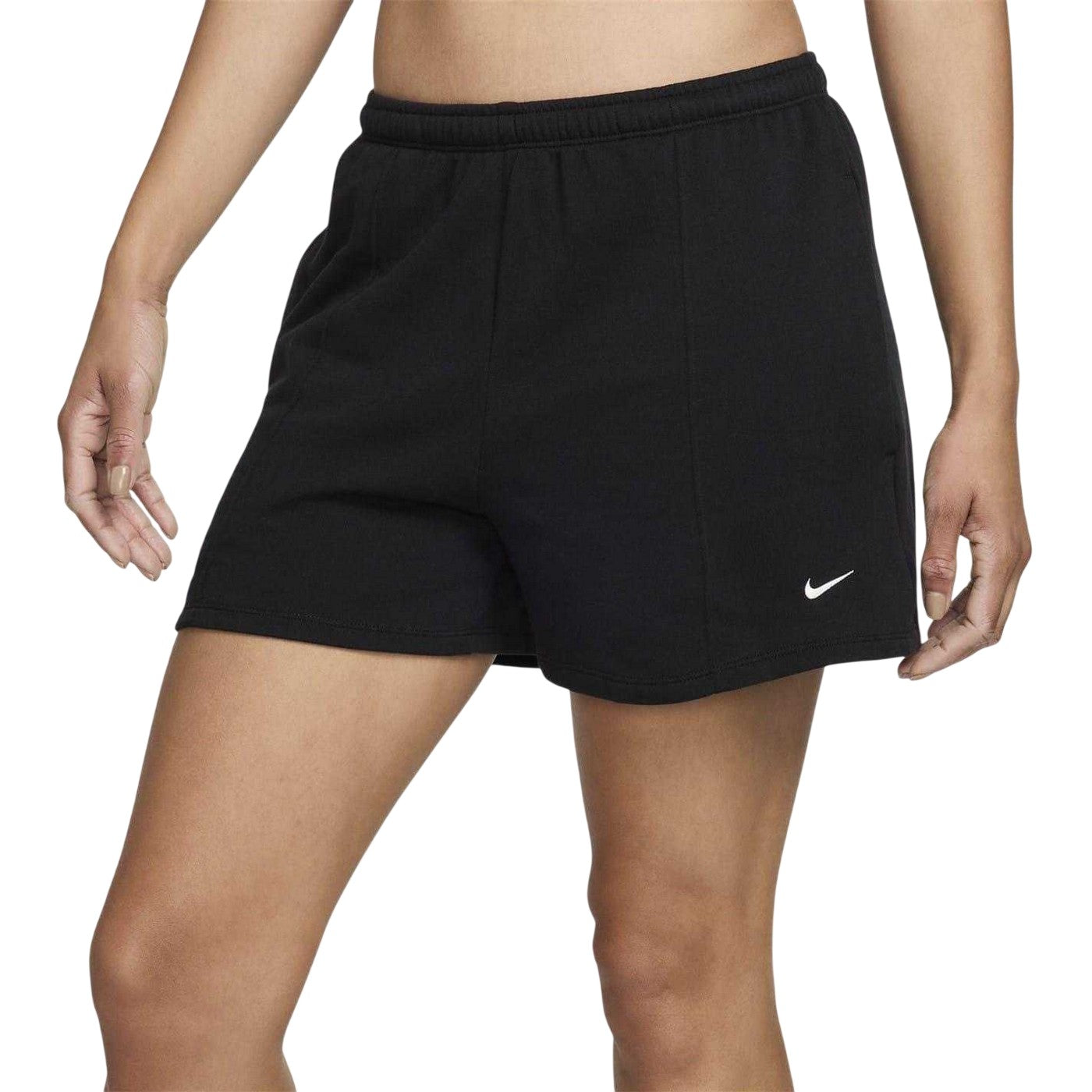 Black - Front - Nike Womens-Ladies Fleece Elasticated Waist Relaxed Fit Sweat Shorts