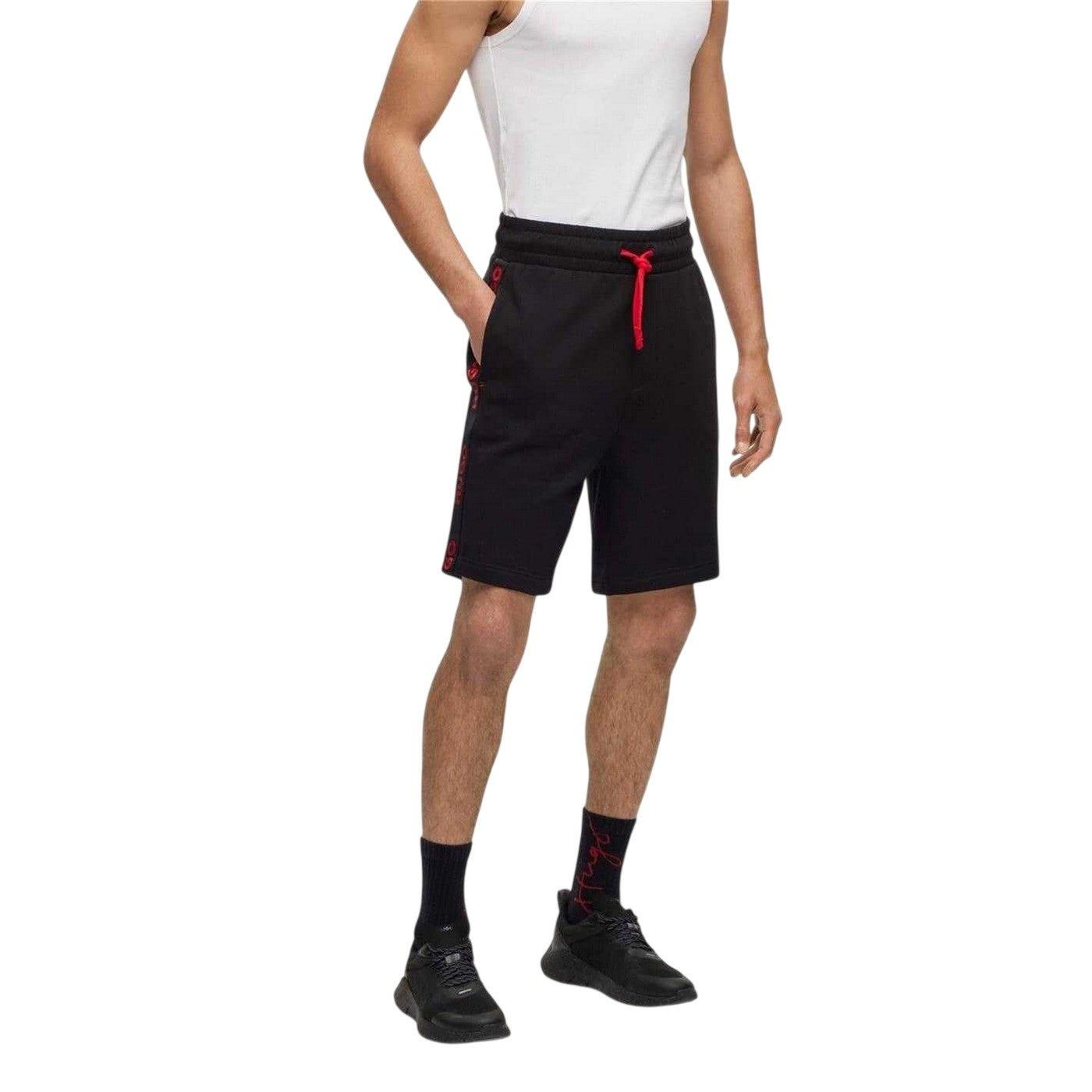 Black - Lifestyle - Hugo Boss Mens Cotton Blend Side Logo Sweat Shorts