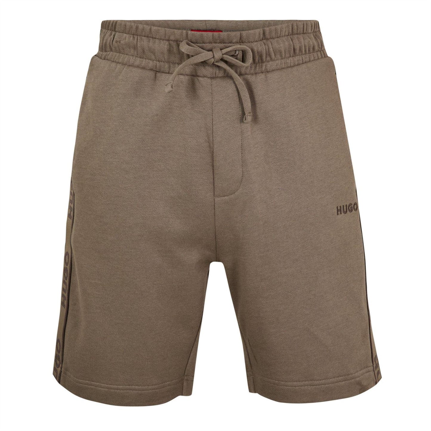 Beige-Black - Front - Hugo Boss Mens Cotton Blend Side Logo Sweat Shorts