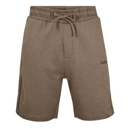 Beige-Black - Front - Hugo Boss Mens Cotton Blend Side Logo Sweat Shorts