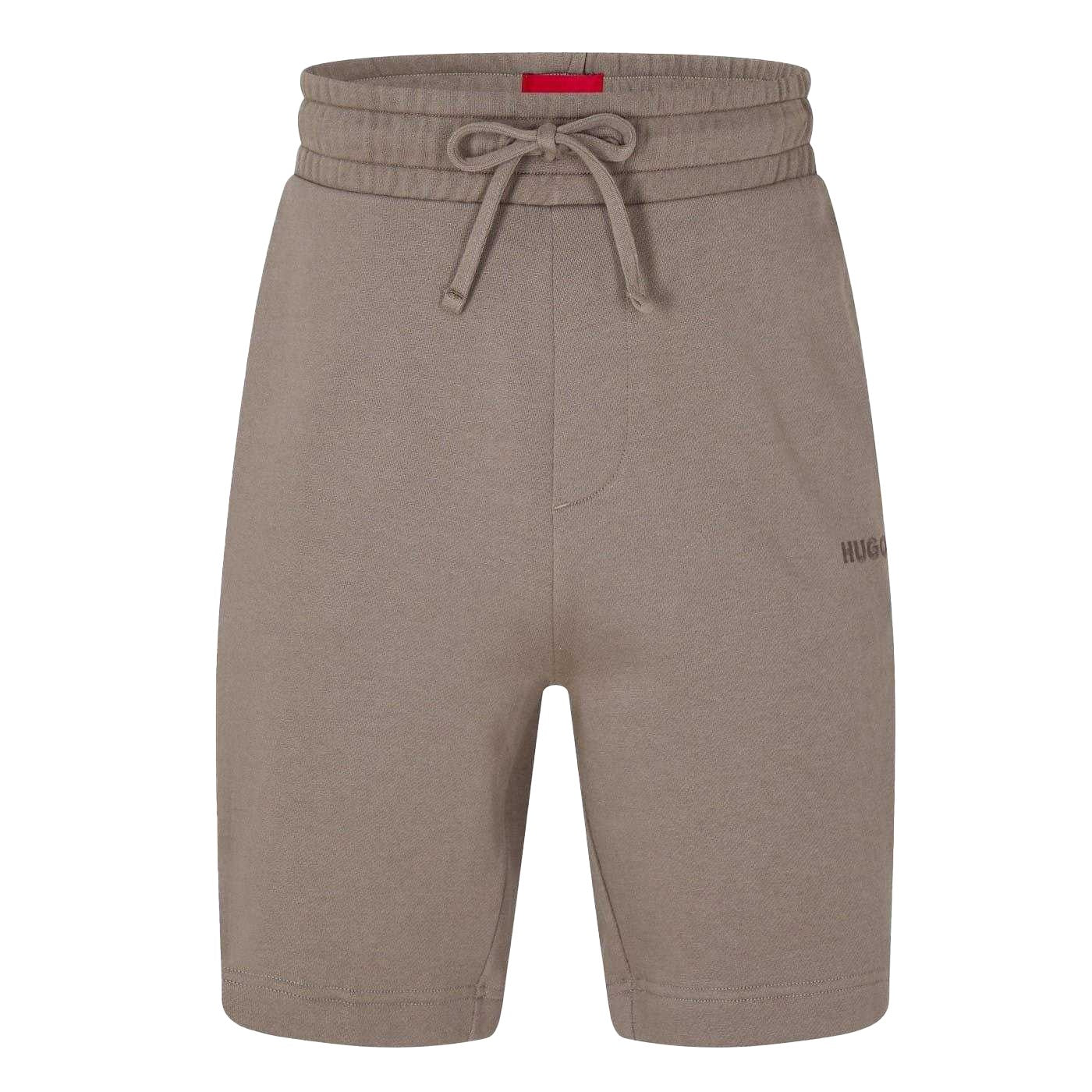 Beige-Black - Back - Hugo Boss Mens Cotton Blend Side Logo Sweat Shorts