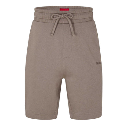 Beige-Black - Back - Hugo Boss Mens Cotton Blend Side Logo Sweat Shorts