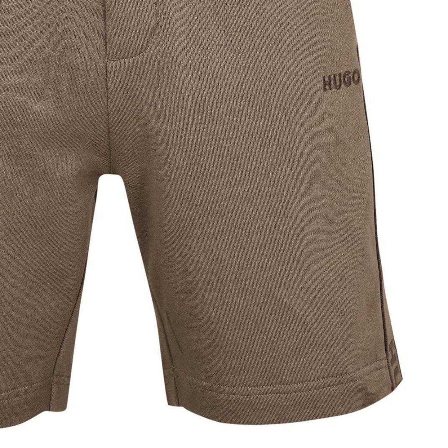 Beige-Black - Back - Hugo Boss Mens Cotton Blend Side Logo Sweat Shorts