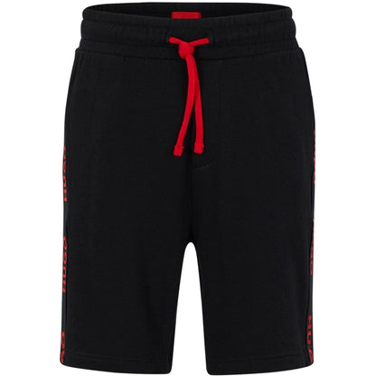 Black - Front - Hugo Boss Mens Cotton Blend Side Logo Sweat Shorts