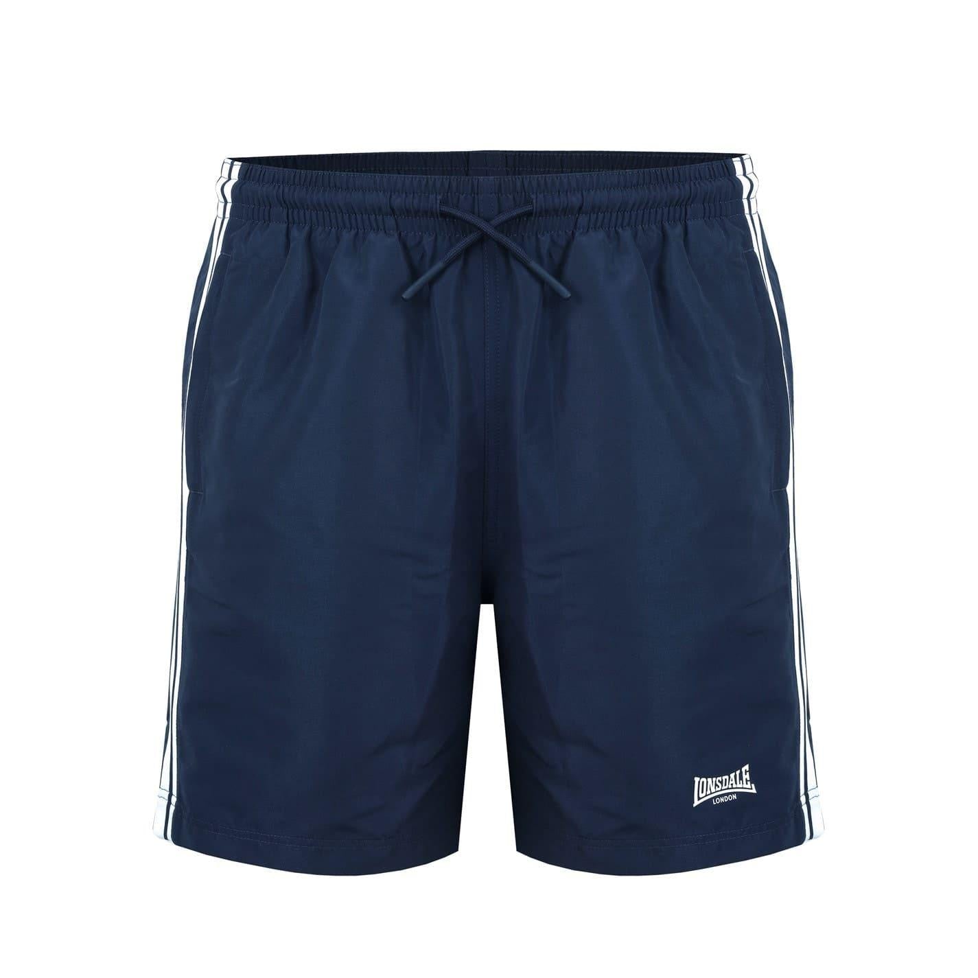 Navy - Front - Lonsdale Mens Stripe Shorts