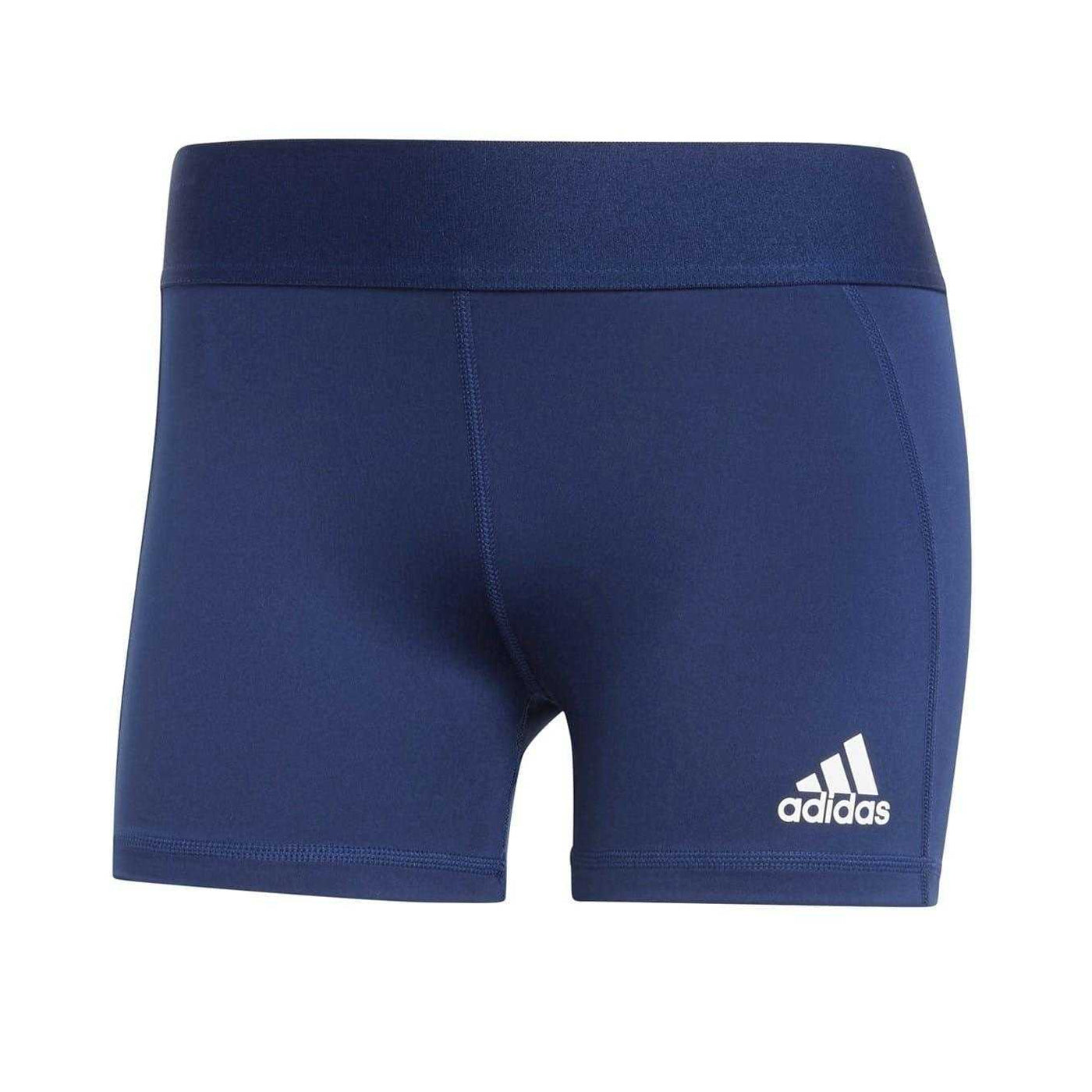 Navy Blue-White - Front - Adidas Womens-Ladies Performance Athletic Gym Compression Shorts