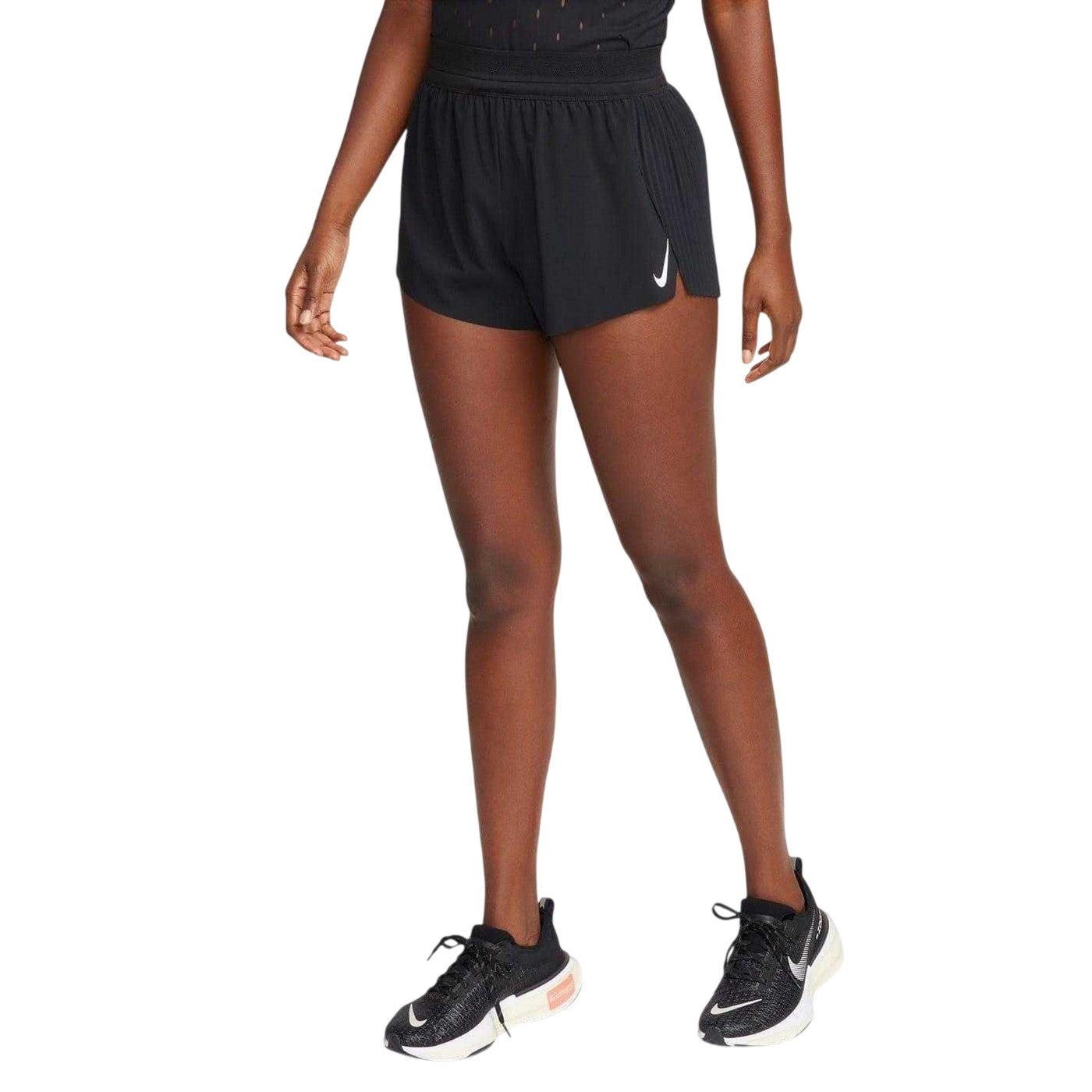 Black - Lifestyle - Nike Womens-Ladies Aero Swift Pleated Mid Rise Running Shorts