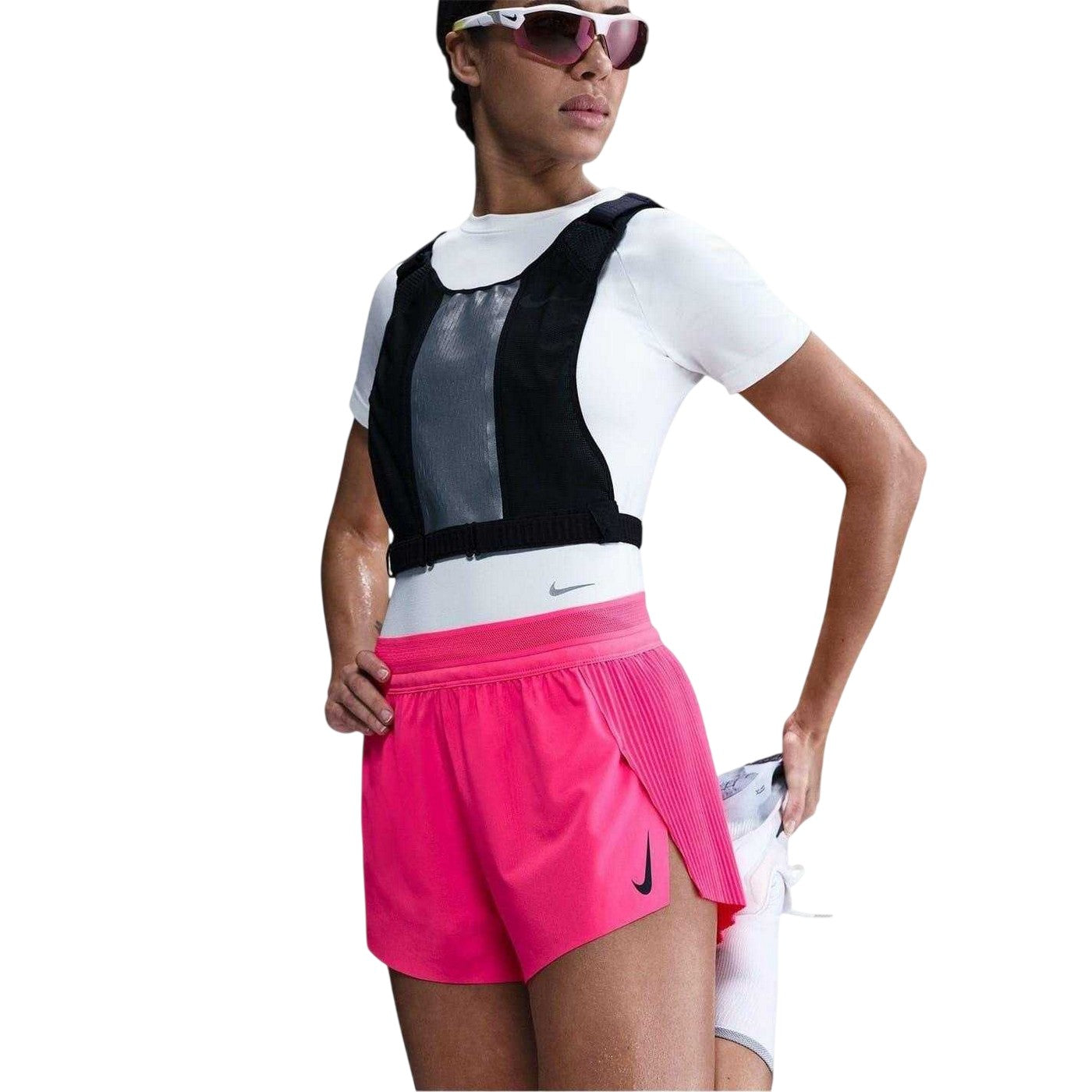 Hyper Pink - Front - Nike Womens-Ladies Aero Swift Pleated Mid Rise Running Shorts