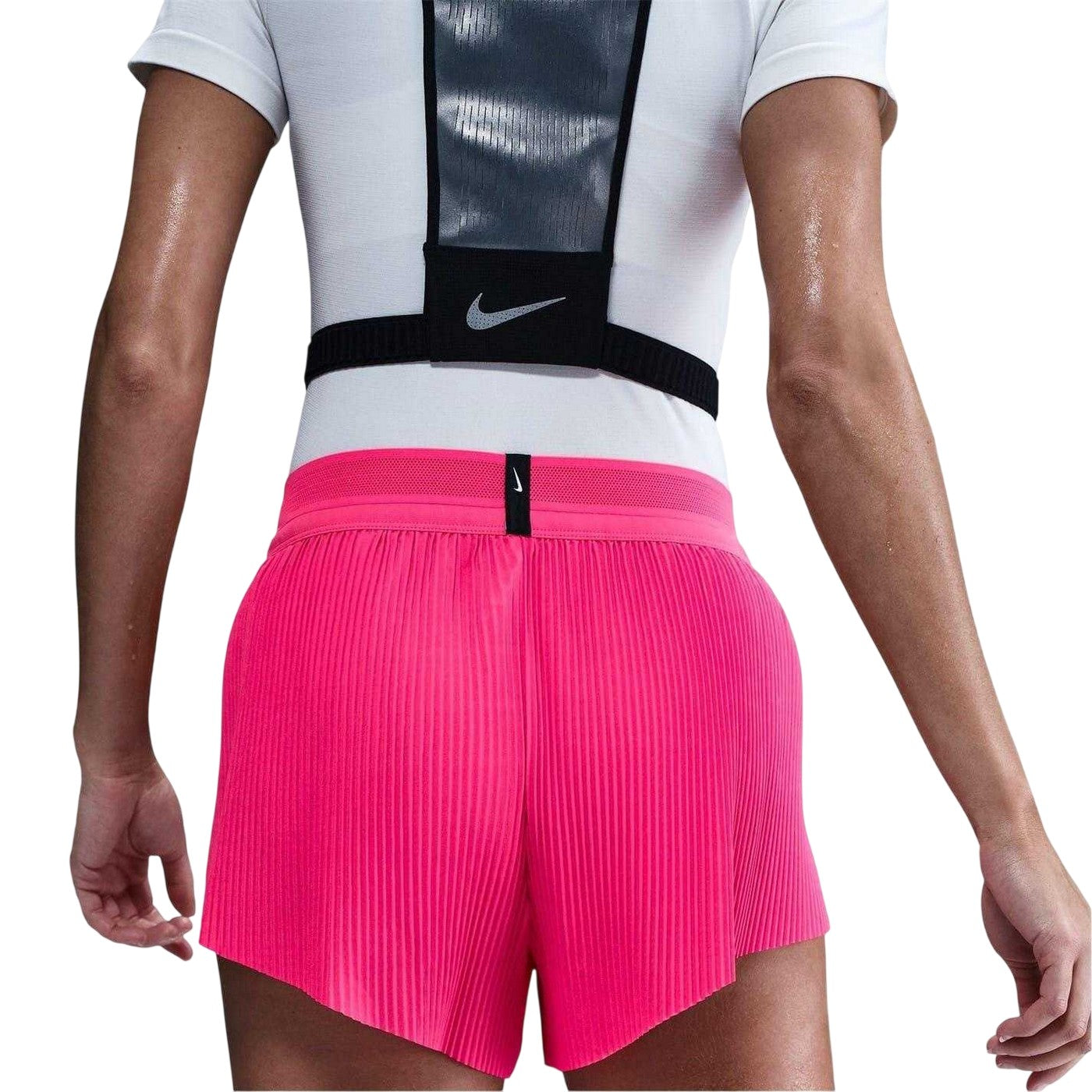 Hyper Pink - Back - Nike Womens-Ladies Aero Swift Pleated Mid Rise Running Shorts