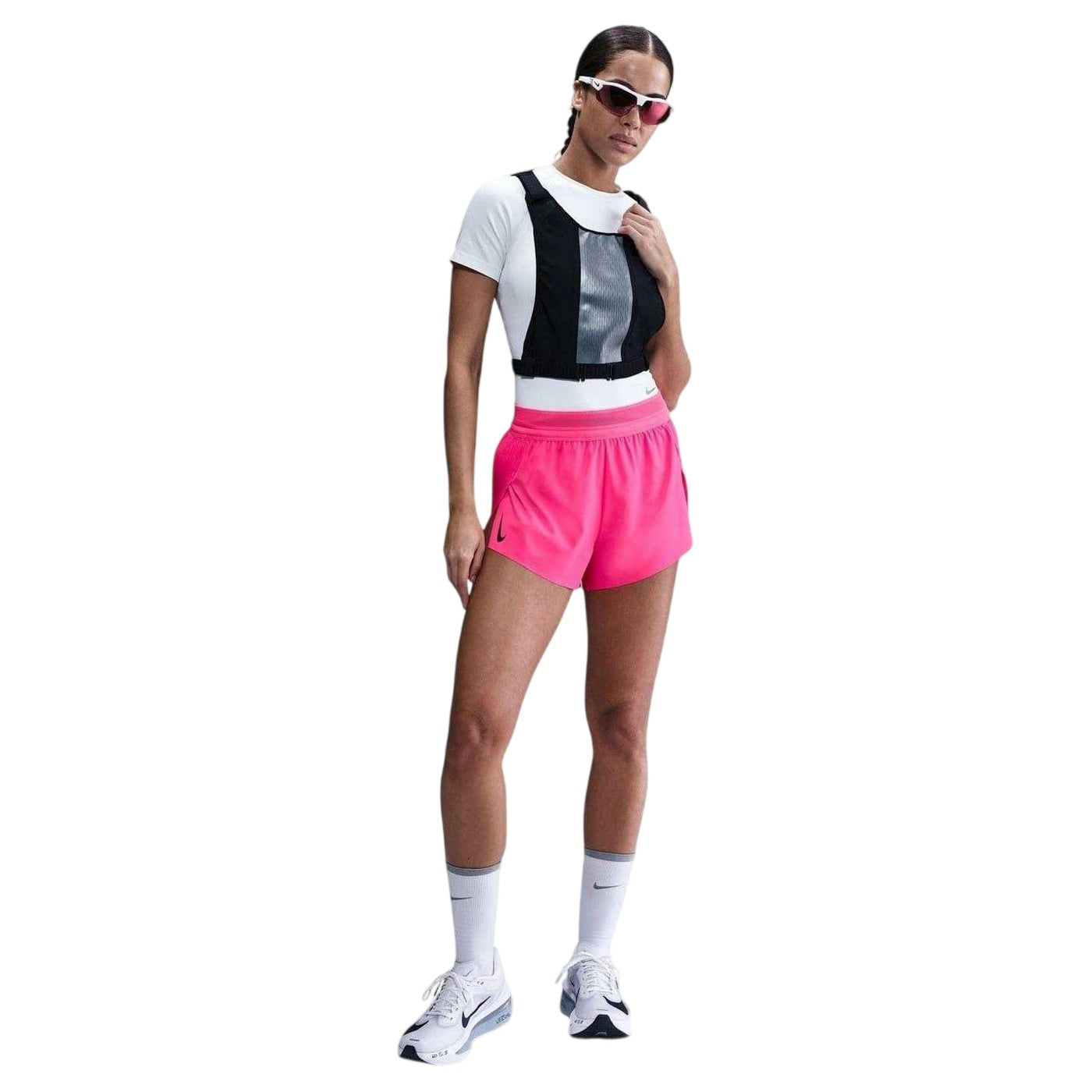 Hyper Pink - Lifestyle - Nike Womens-Ladies Aero Swift Pleated Mid Rise Running Shorts