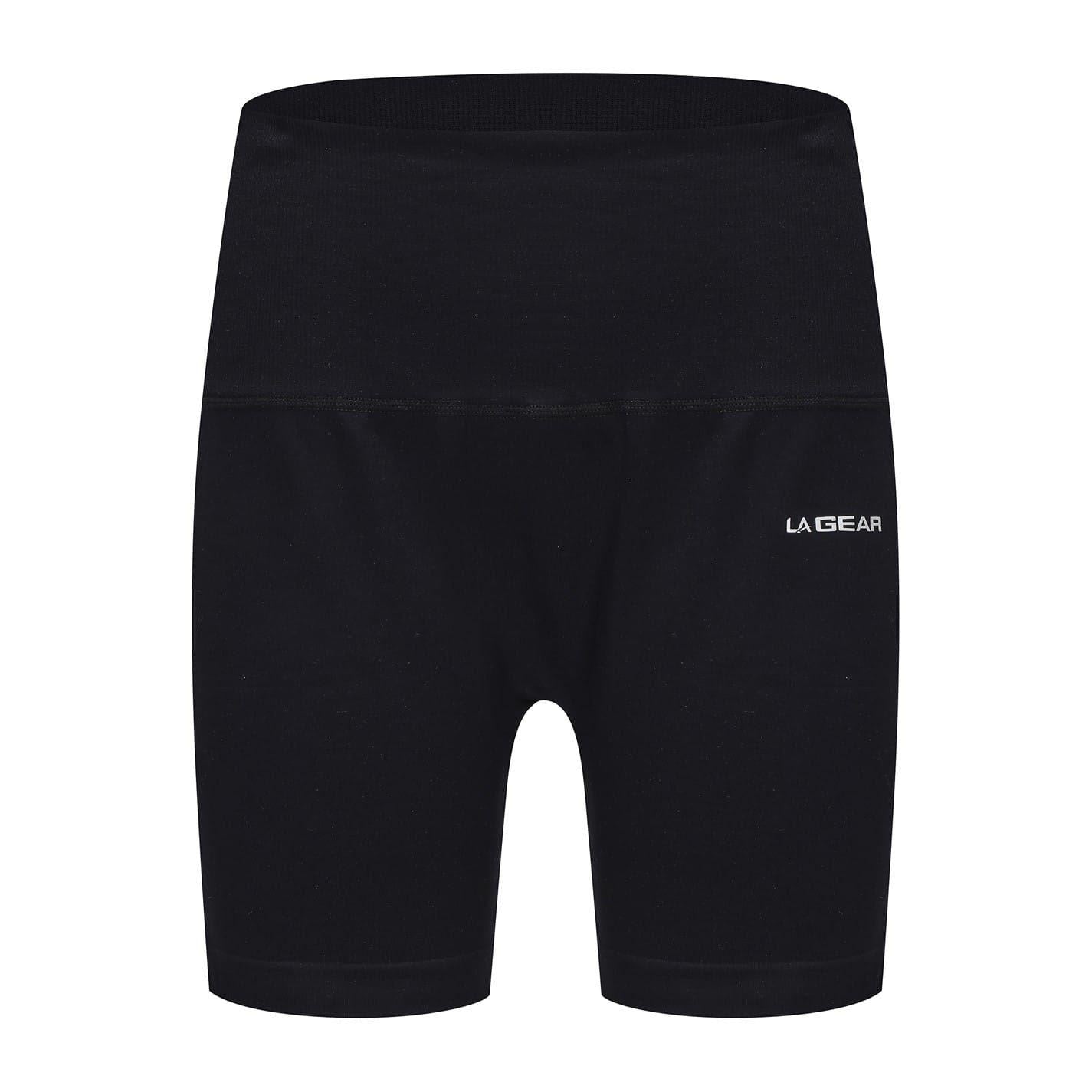 Black - Front - LA Gear Womens-Ladies Zip Pocket High Waist Cycling Shorts