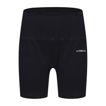 Black - Front - LA Gear Womens-Ladies Zip Pocket High Waist Cycling Shorts