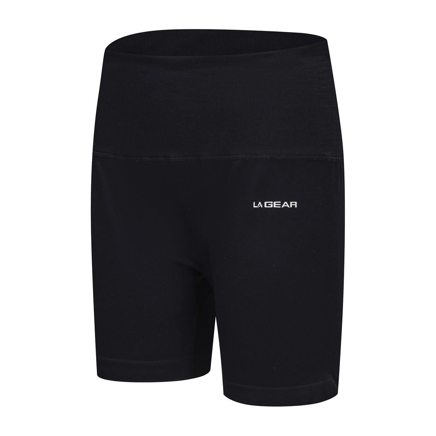 Black - Side - LA Gear Womens-Ladies Zip Pocket High Waist Cycling Shorts