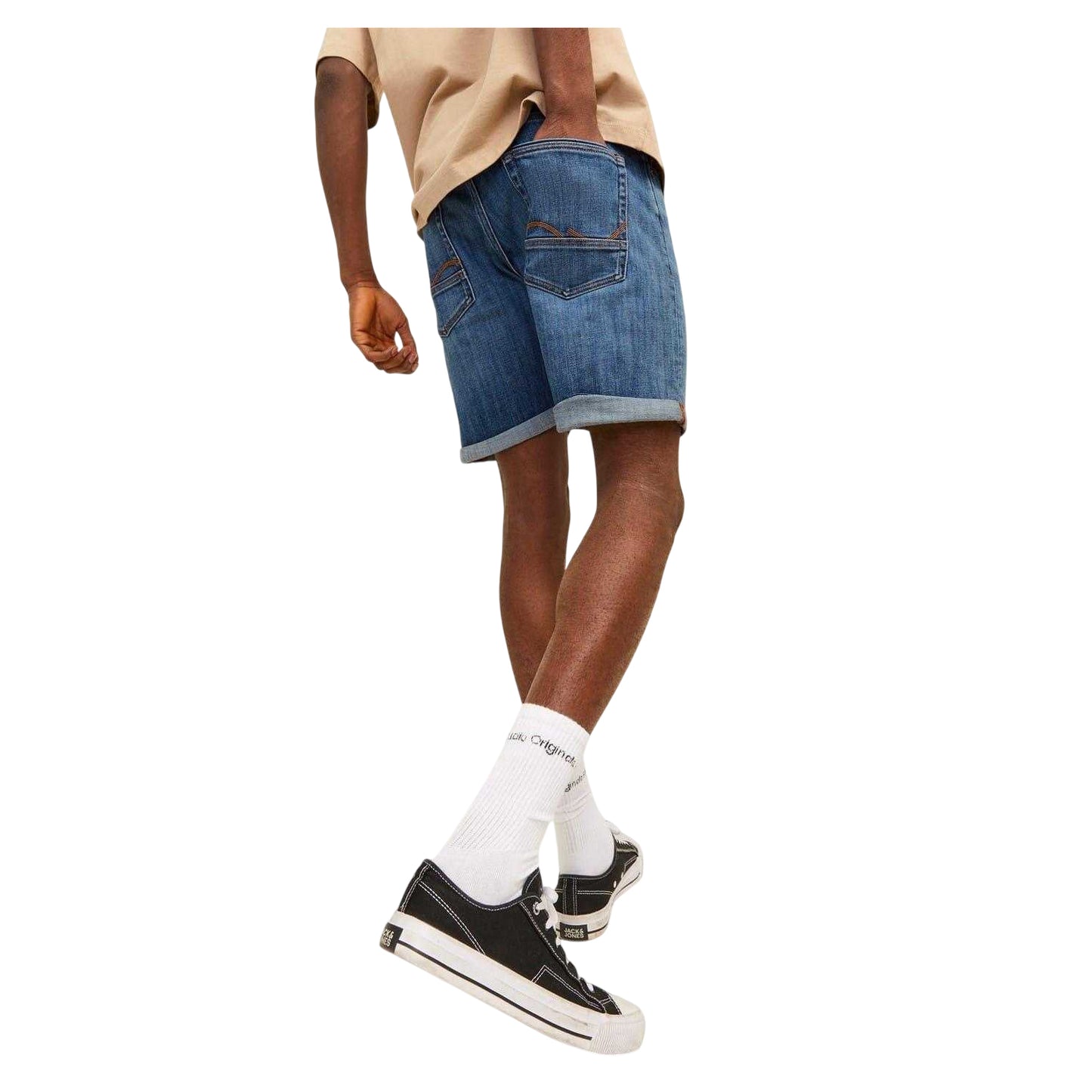 Blue Denim - Back - Jack And Jones Mens Denim Jean Shorts