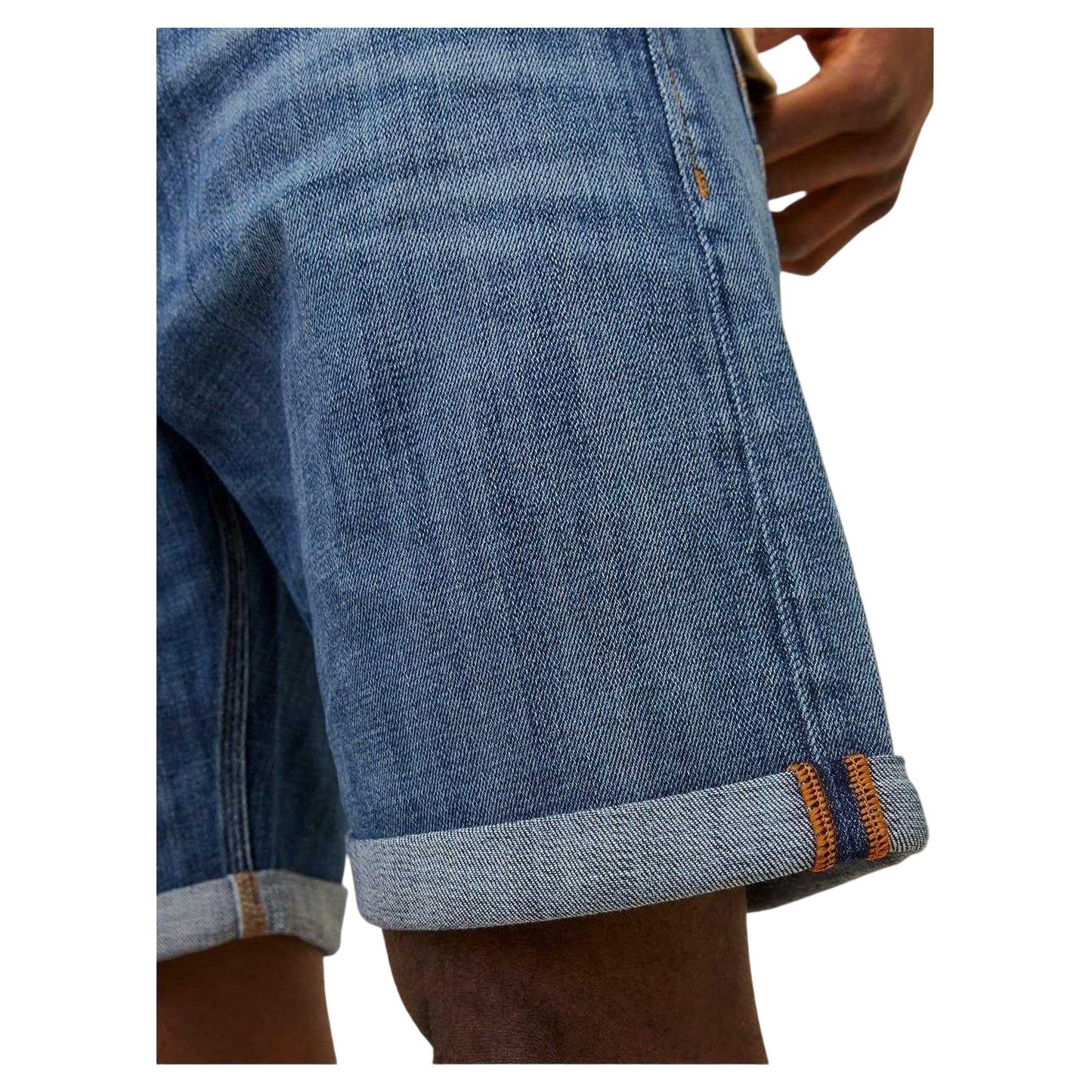 Blue Denim - Side - Jack And Jones Mens Denim Jean Shorts