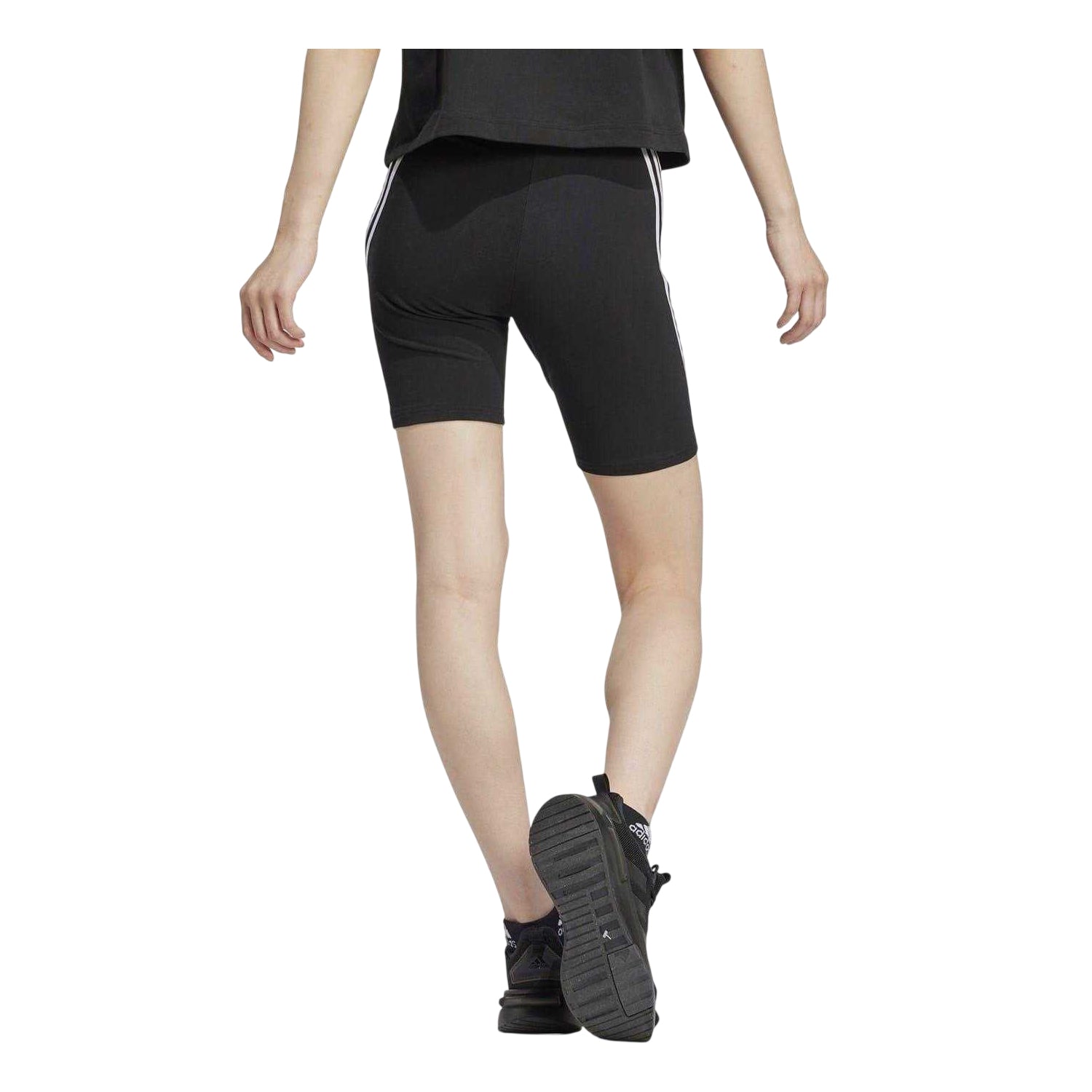 Black - Back - Adidas Womens-Ladies Future Icons 3 Slim Cycling Biker Shorts