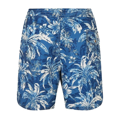 Indigo - Back - Ralph Lauren Mens Polo Palm Print Relaxed Fit Swim Shorts