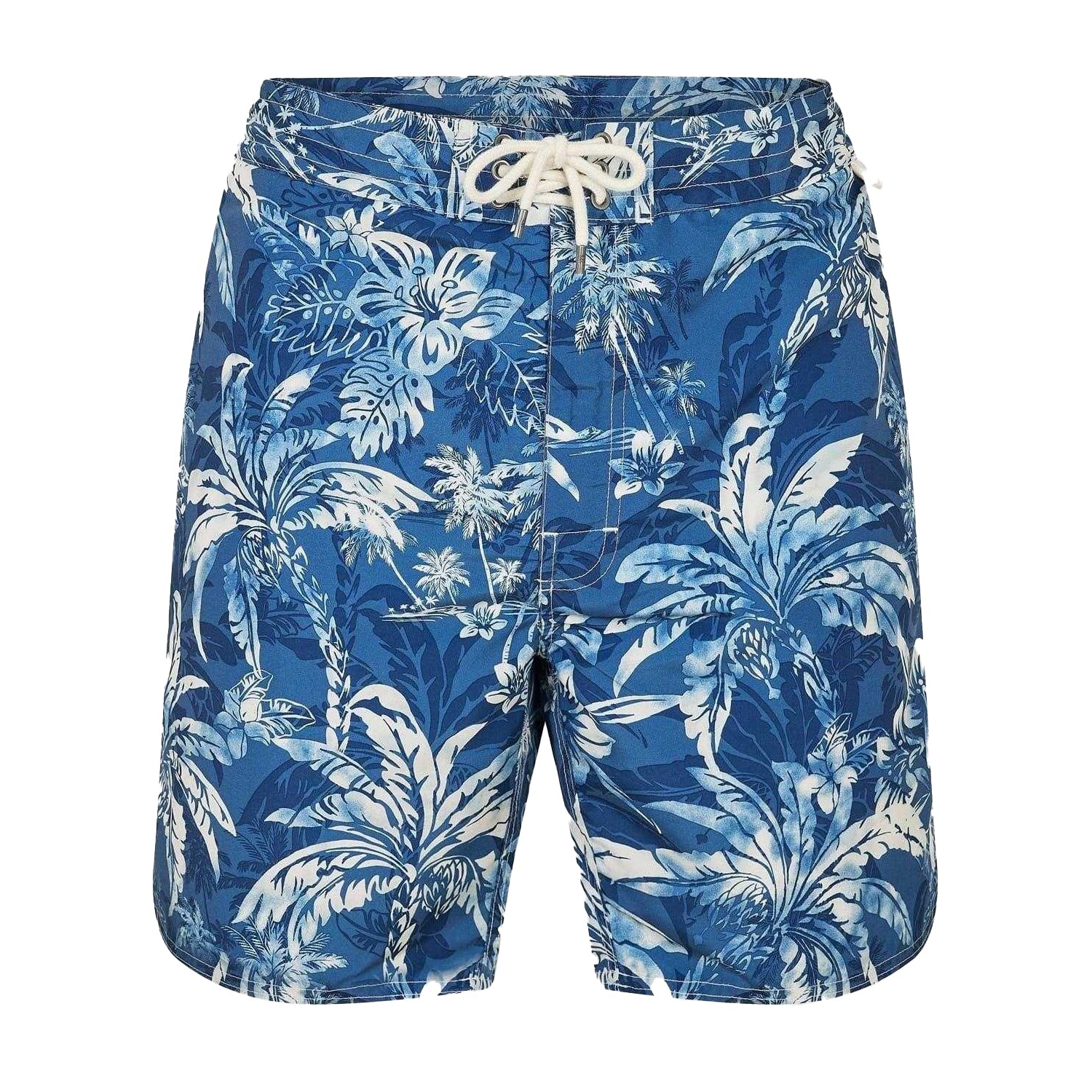 Indigo - Front - Ralph Lauren Mens Polo Palm Print Relaxed Fit Swim Shorts
