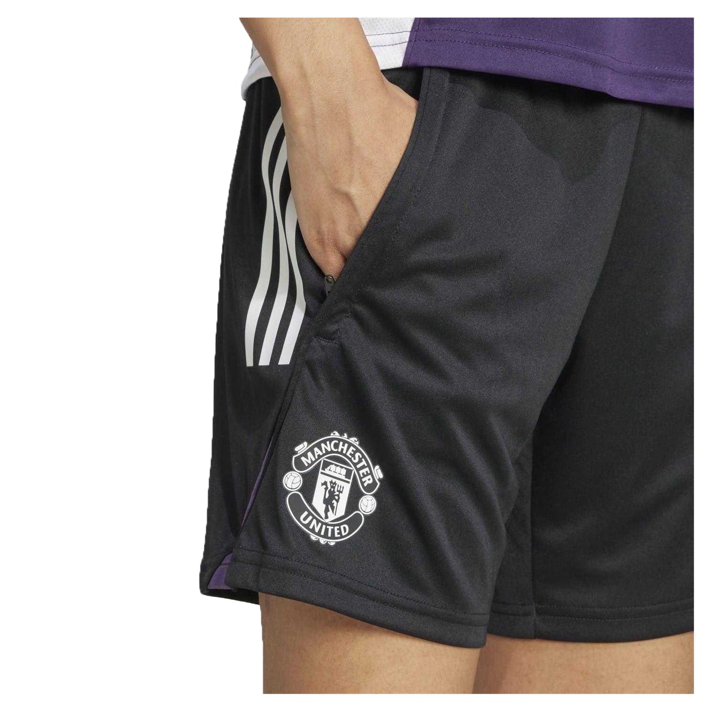 Black - Side - Adidas Womens-Ladies Manchester United FC Shorts