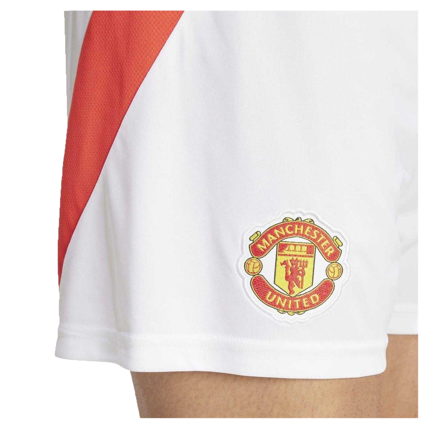 White - Side - Adidas Unisex Adult Manchester United FC Football Shorts