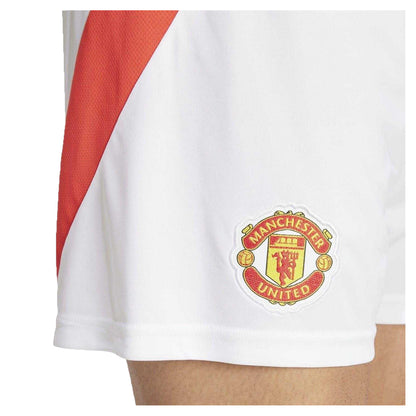 White - Side - Adidas Unisex Adult Manchester United FC Football Shorts