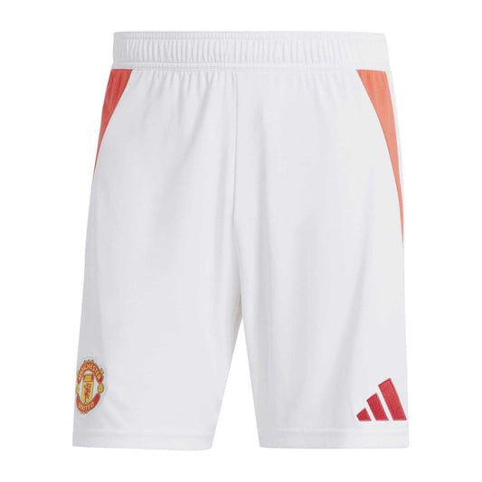 White - Front - Adidas Unisex Adult Manchester United FC Football Shorts