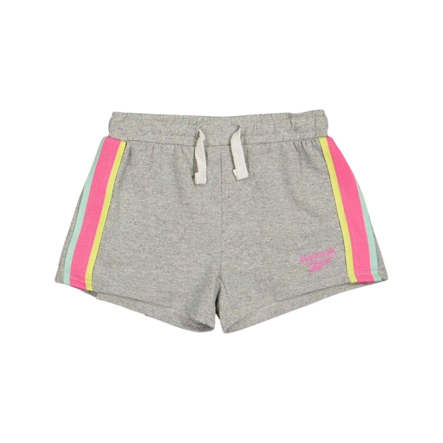 Light Grey Heather - Side - Reebok Girls Cotton Blend Side Stripe Shorts (Pack of 2)