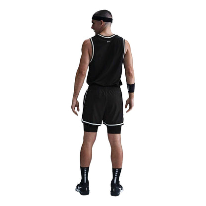 Black-White - Back - Nike Mens 2 in 1 Basketball Shorts