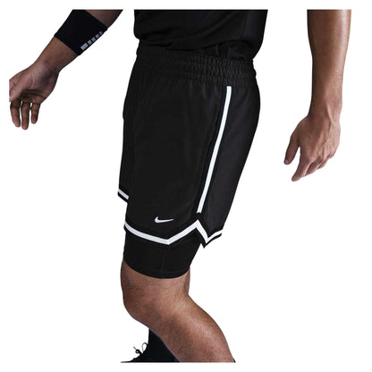 Black-White - Side - Nike Mens 2 in 1 Basketball Shorts