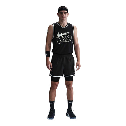 Black-White - Front - Nike Mens 2 in 1 Basketball Shorts