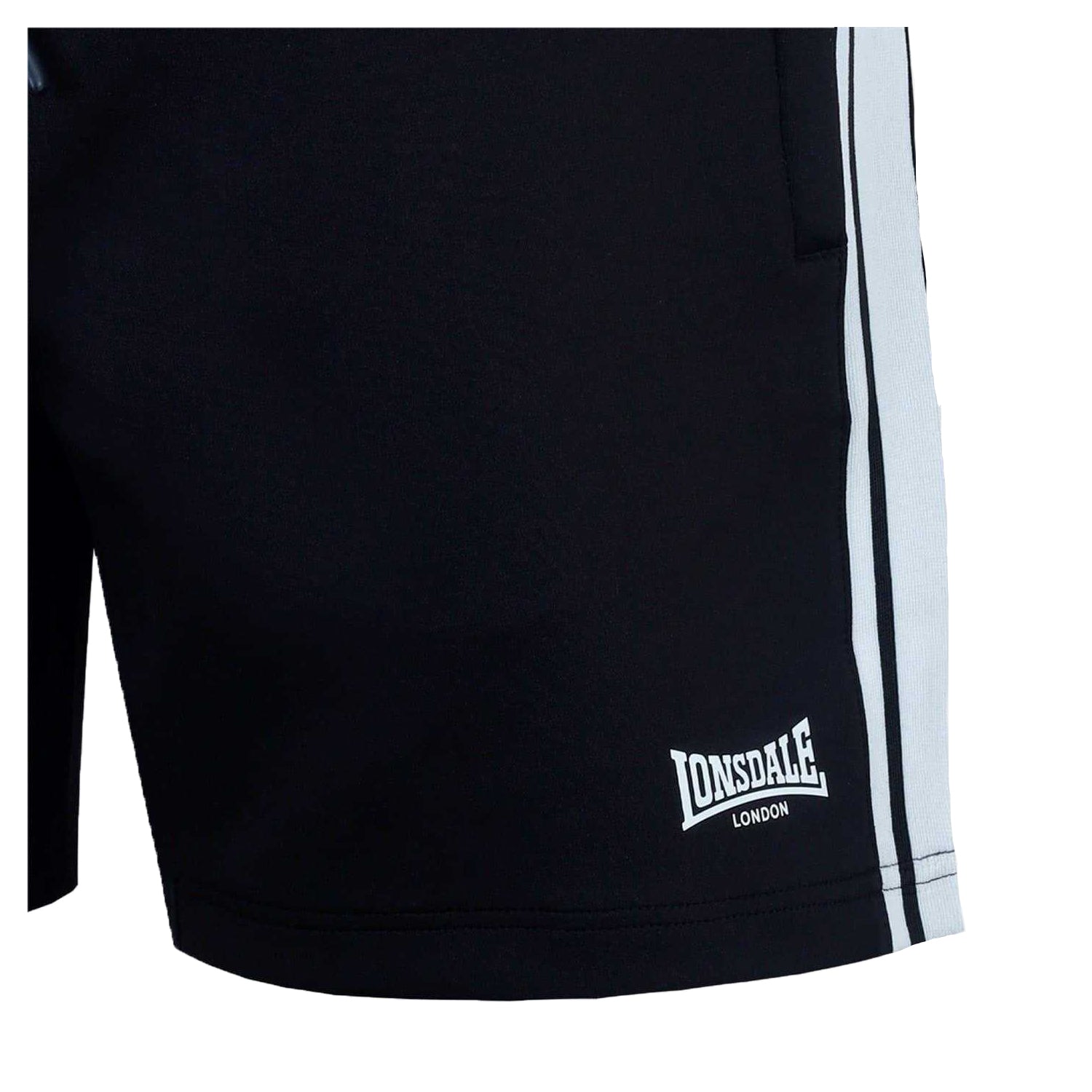 Black - Side - Lonsdale Mens Woven Track Shorts