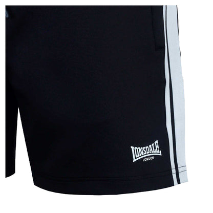 Black - Side - Lonsdale Mens Woven Track Shorts
