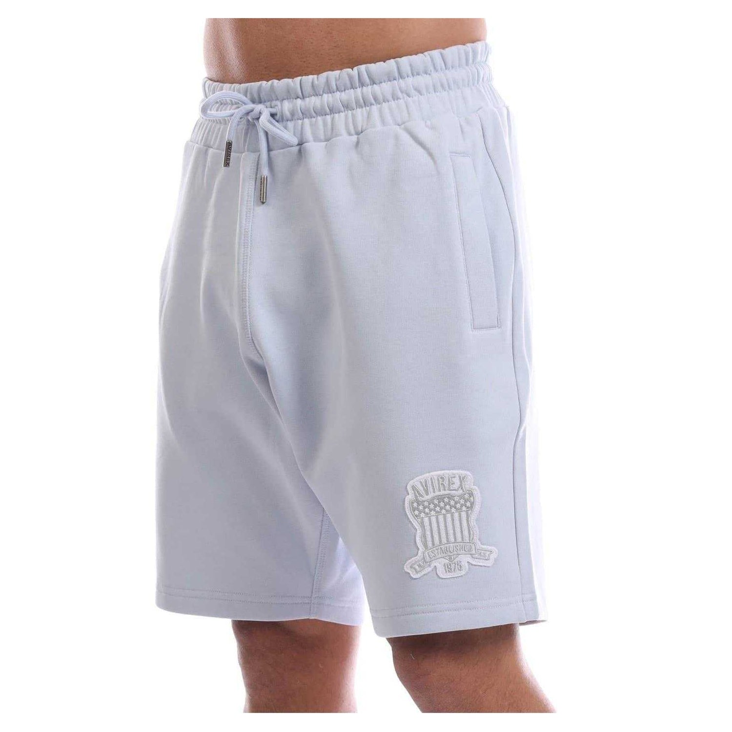 Sky Blue - Side - Avirex Mens Fleece Sweat Shorts