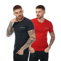 Navy-Red - Front - Emporio Armani Mens Logo T-Shirt (Pack of 2)
