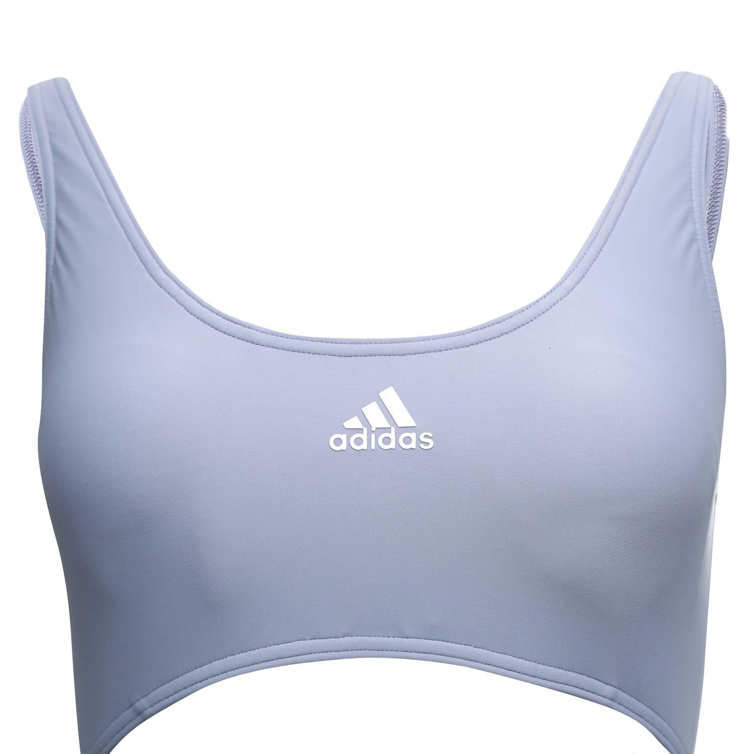 Silver-Violet - Side - Adidas Womens-Ladies Colour Block One Piece Swimsuit